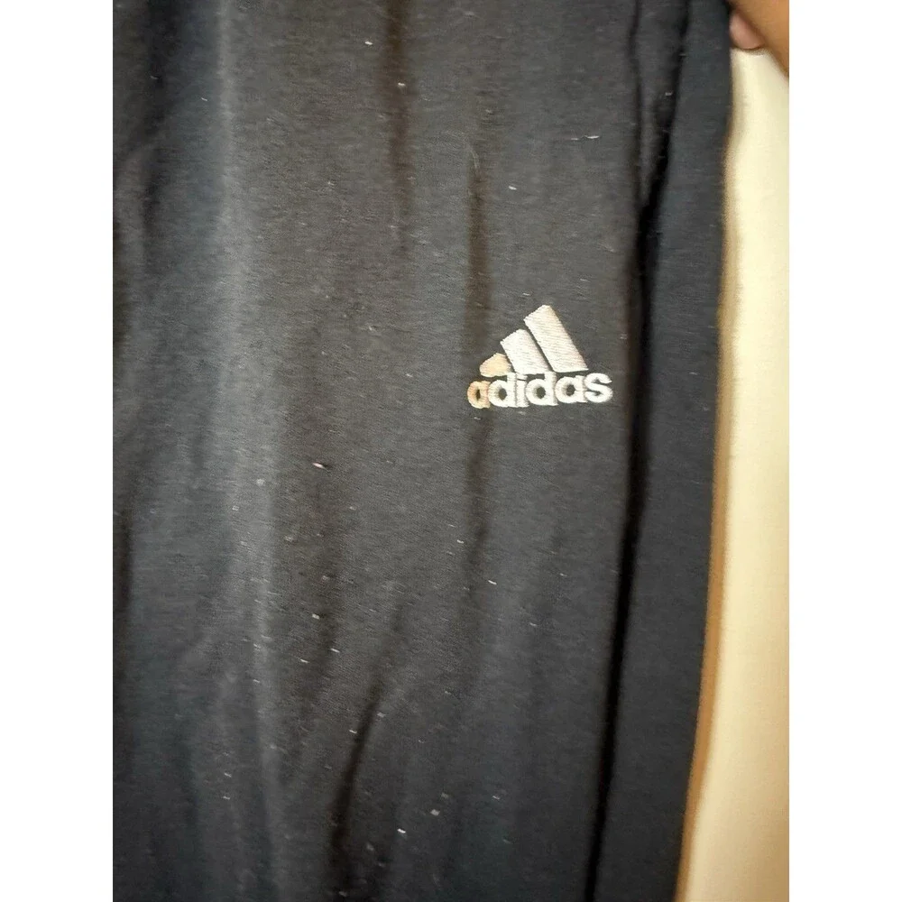 adidas Men's Black Jogger Pants L Polyester Drawstring Elastic Pockets Logo